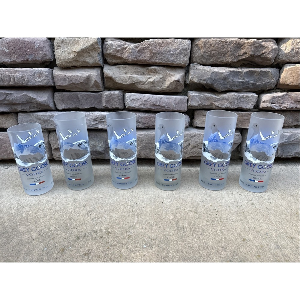 Grey Goose Vodka Tumbler Glass Upcycled from bottle 8" inch FROSTED GLASS Lot 6